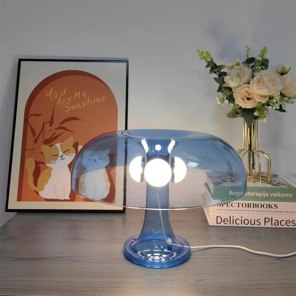 Lampe de Chevet Champignon Transparent Bleu