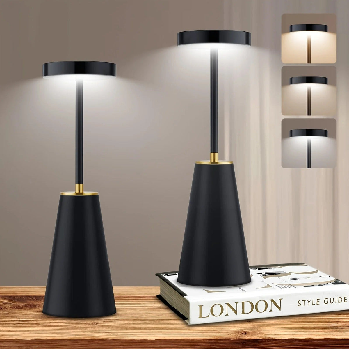 Lampe de Chevet Design Sans Fil Noir