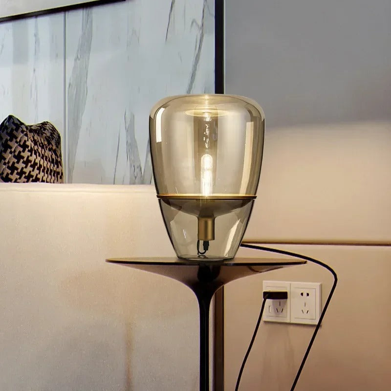 Lampe de Chevet en Verre Dorée